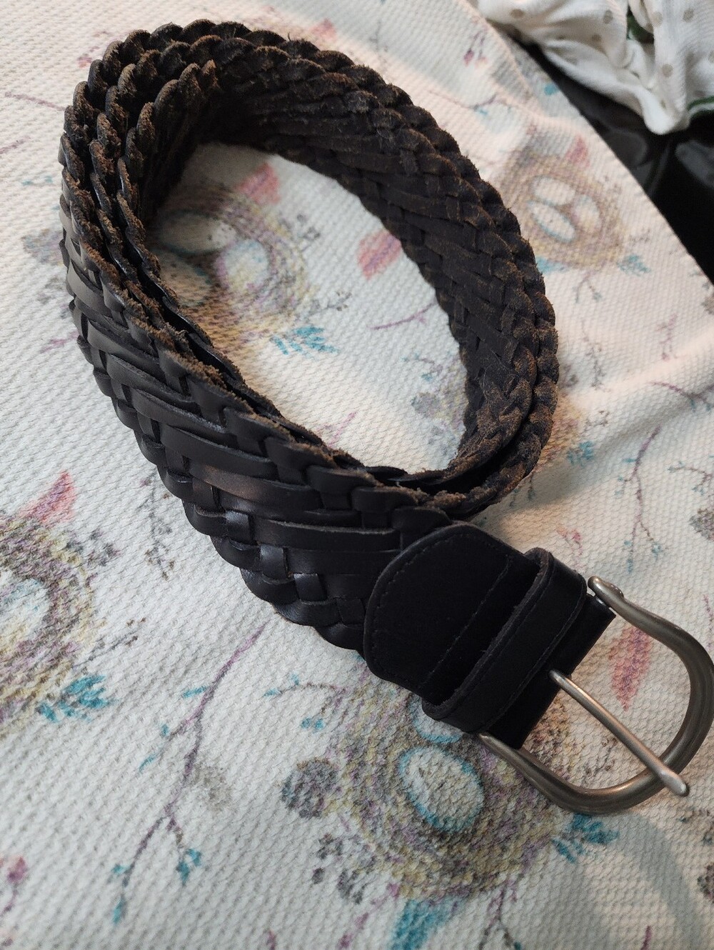 Men's‎ XL 1.5" Coldwater Creek Braided Leather Belt - Black Wide